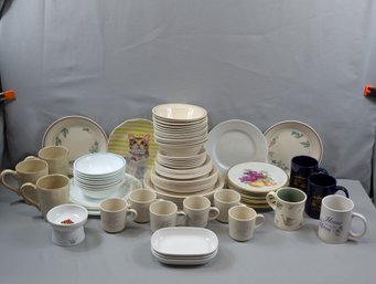 Large Lot Of Everyday Use Tableware - Plates, Mugs, Etc....