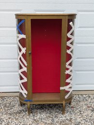Gold Painted Oak Curved Glass China Cabinet