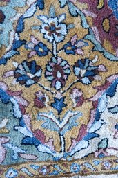 Multi Colored 'Hook' Style Rug In Fun Floral Pattern In Blue, Yellow, Green, Pink, Rose