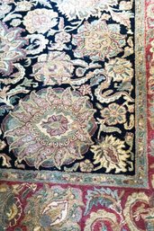 Black And Burgundy Overall Floral Pattern Rug