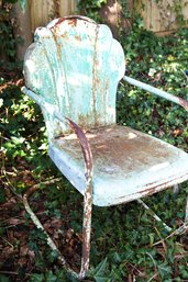 Lawn Art, Motel Chair With Great Aged Patina And Color
