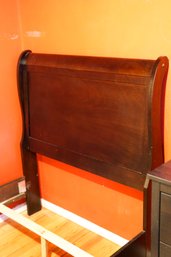 Black Painted Stained Wood Bed With Slatted Base