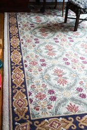 Vintage Floral Rug With Green Border And Pink, Green And Blue Interior  Floral Pattern