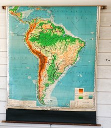 Vintage Pull Down School Map Of South America,