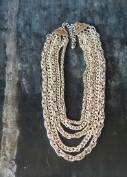 Vintage Multi Strand Costume Silver Necklace, 23'