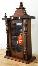 Empty Vintage Wooden Mantle Clock And Royal Doulton Figurine With Tags, Shadowbox Display
