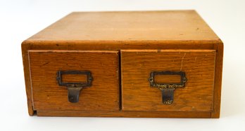 Vintage Oak Two-drawer Tabletop Card Catalog Cabinet/Library