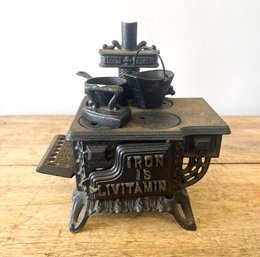 Vintage Iron Is Livitamin Queen Cast Iron Oven Stove, Toy Salesman Sample