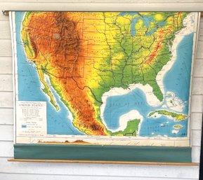 Vintage United States Of American School Map In Vivid Colors