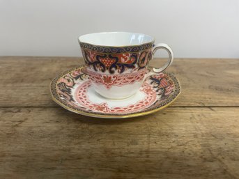 Royal Crown Derby Vintage Black And Maroon Tea Cup Set