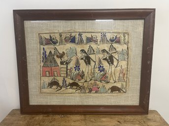 Vintage Textile And Paper South American Art In Pastel Colors