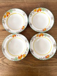 Autumn Leaf Maddock England Side Plates Set Of 4 Orange And Green Flowers