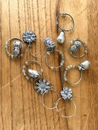 Collection Of Silver Wire Wine Charms For Wine Glasses