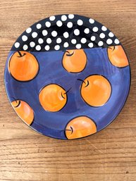 Orange And Purple Pottery Artistic Display Plate Hand Made Costa Rica