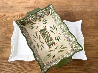 Two Piece Pottery Cookware And Service Ware Set For Cooking And Entertaining