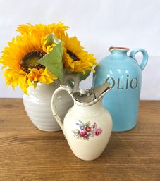 A Trio Of Fun And Colorful Pottery And China Vessels For The Kitchen Or Tabletop
