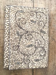 Vintage Cream And Gold Beaded Silk Clutch With Mirror Insert And Coin Purse