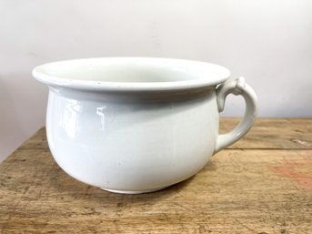 Vintage White Ironstone Container Pot With Handle