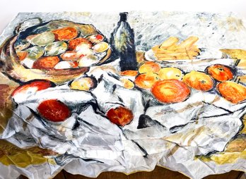 1950's Paul Cezanne 'Still Life With A Basket Of Apples' Turned Into A Silk Scarf.