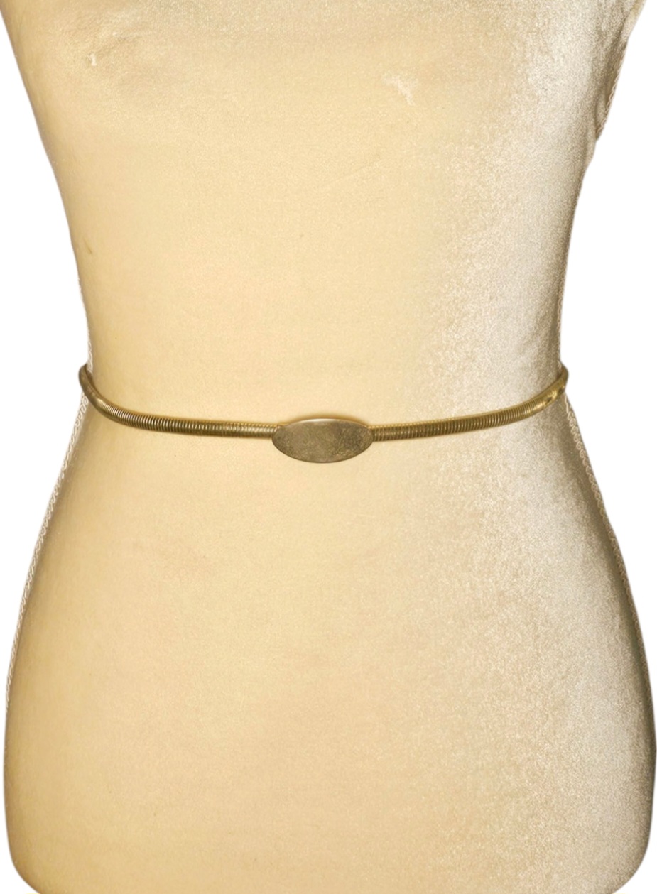 Vintage Gold Tone Stretch Snake Coil Belt #18268  display picture 1