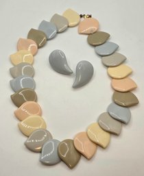 Vintage Pastel Teardrop Necklace And Earrings Set