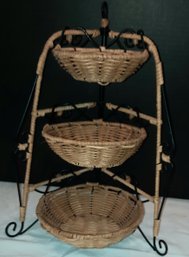 Three Baskets On A Wire Stand