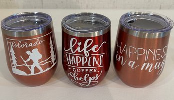 3 Drinking Cups With Lids
