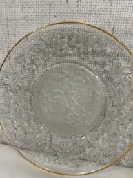 Three Glass Holiday Plates With Gold Trim