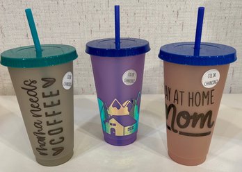 3- Cups With Straws