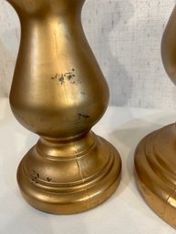 Candle Holders- Glass- Spray Painted Gold