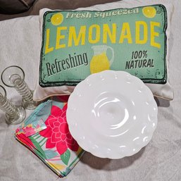 Summer Lot And Milk Glass Cake Plate