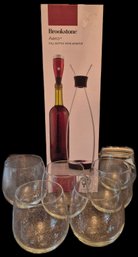 Six 12 OZ  Wine Glasses And A New Aero Full Body Wine Aerator