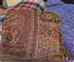 Three Winter Scarves, Wraps And Blanket Bundle