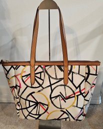 Fossil Sydney Leather Graffiti Bicycle Tote