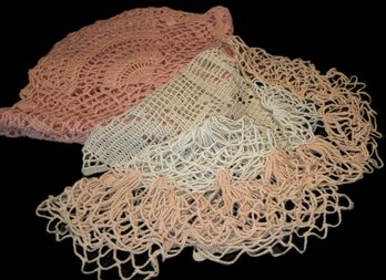 Assortment Of  Vintage Doilies Peach And Off White