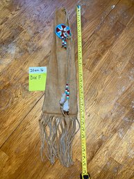 Leather Pipe Bag With Leather Fringe And Bead Rosette