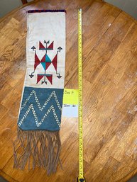 Native American Style Beaded Bag With Leather Fringe