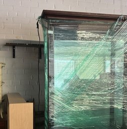8 Foot Dark Wood And Glass 5 Shelf Display Case