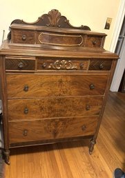 Antique Highboy Dresser From Early 20th Century, Combination Of Walnut And Mahogany