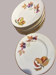 Royal Worcester Porcelain Evesham Pattern Set Of 8 Bread Plates