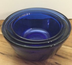 3 Blue Anchor Ovenware Mixing Bowls