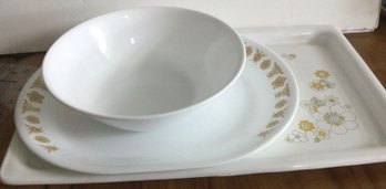 Corning Ware Tray, Platter & Bowl