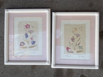2 Pc Framed Pressed Flower Original Art