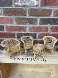 4 Pc Wicker Vintage Tiny Doll Furniture