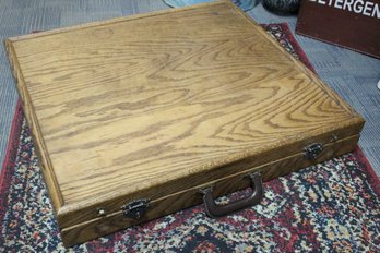 Antique Large Hard Wood Travel Display Case
