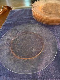 Pink Dogwood Depression Glass 8 Inch Plates