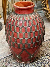 Large Ceramic And Metal Vase