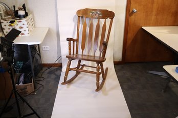 Mid Century Wooden Rocking Chair With Two Cushions
