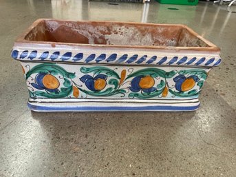 Large Italian Ceramic Planter, 15 X 7 Inches