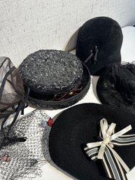Lot Of Black Vintage Women's Hats
